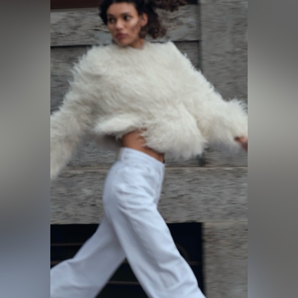 ZARA fringed jacket with metallic thread